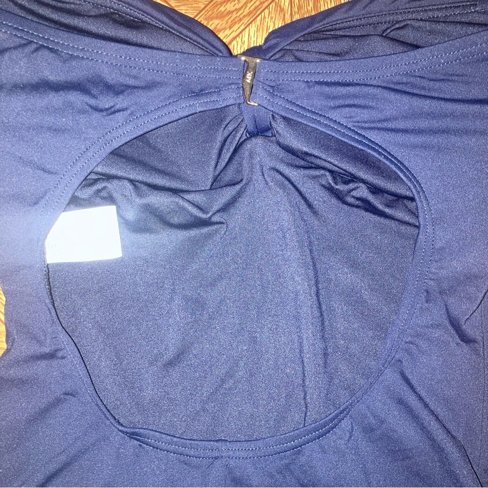 Michael Kors Womens Tie Front One Piece Swimsuit New Navy Size 4 MSRP $114 - Picture 5 of 6